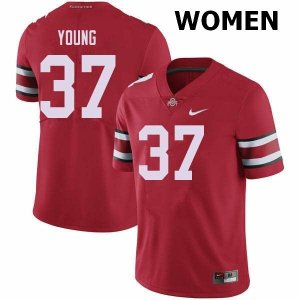 NCAA Ohio State Buckeyes Women's #37 Craig Young Red Nike Football College Jersey JSZ2345PD
